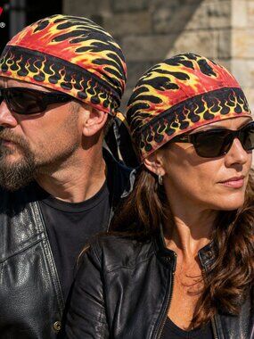 🔥 ZAN Headgear Flame Flydanna 2-Pack Biker Y2K Skull Caps